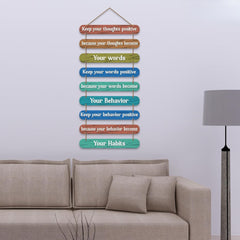 Fashcraft Positive Quote Printed Wooden Wall Hanging for Home Decor | Modern Inspirational Wall Art for Living Room & Office