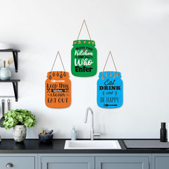 Fashcraft “Kitchen Brings Family Together” Quote Wooden Wall Hanging (Set of 3) | Kitchen Decor & Housewarming Gift