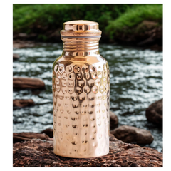 Pure Copper Bottle 300 ML Plain Hammered Design Drinking  Bottle Finish