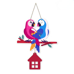 Fashcraft Cute Pair of Macaw Parrots Wooden Wall Hanging for Home Decor | Garden, Balcony, Office & Cafe Decoration