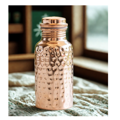 Pure Copper Bottle 300 ML Plain Hammered Design Drinking  Bottle Finish