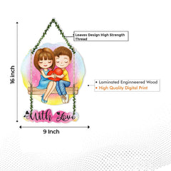 Fashcraft Cute Couple Wooden Wall Hanging for Home Decor | Romantic Couple Gift & Valentine Wall Art