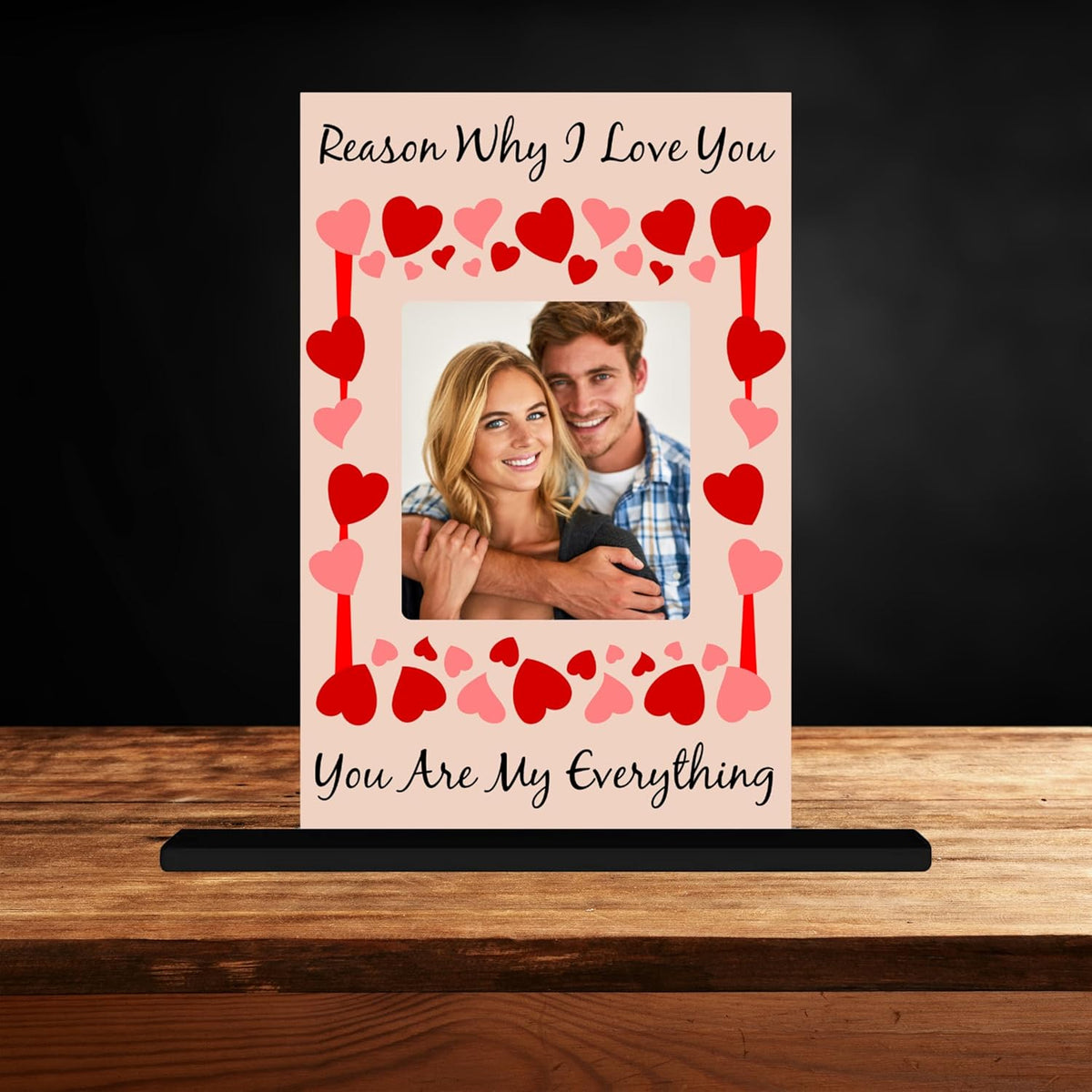 Fashcraft Customised Acrylic Valentine Table Plaque with Stand – Personalised Name Gift for Family, Friends, Girlfriend & Boyfriend | 4×6 Inches