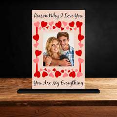 Fashcraft Customised Acrylic Valentine Table Plaque with Stand – Personalised Name Gift for Family, Friends, Girlfriend & Boyfriend | 4×6 Inches
