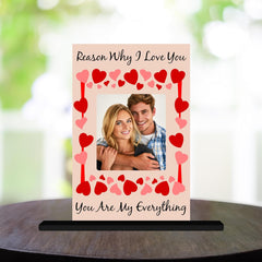 Fashcraft Customised Acrylic Valentine Table Plaque with Stand – Personalised Name Gift for Family, Friends, Girlfriend & Boyfriend | 4×6 Inches