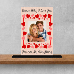 Fashcraft Customised Acrylic Valentine Table Plaque with Stand – Personalised Name Gift for Family, Friends, Girlfriend & Boyfriend | 4×6 Inches