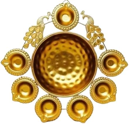 Peacock Design Urli Bowl – 10” Decorative Diya Bowl for Floating Flowers & Tea Light Candles | Diwali & Home Decor
