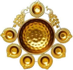Peacock Design Urli Bowl – 10” Decorative Diya Bowl for Floating Flowers & Tea Light Candles | Diwali & Home Decor