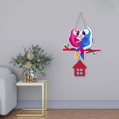 Fashcraft Cute Pair of Macaw Parrots Wooden Wall Hanging for Home Decor | Garden, Balcony, Office & Cafe Decoration