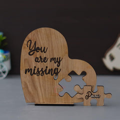 Fashcraft Brown Wooden Heart-Shaped “You Are My Missing Piece” Valentine Gift – Romantic Decor for Girlfriend, Boyfriend, Husband & Wife
