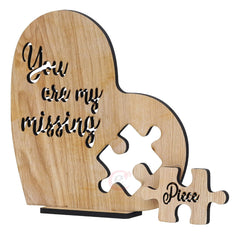 Fashcraft Brown Wooden Heart-Shaped “You Are My Missing Piece” Valentine Gift – Romantic Decor for Girlfriend, Boyfriend, Husband & Wife