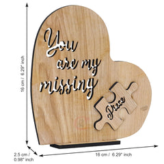 Fashcraft Brown Wooden Heart-Shaped “You Are My Missing Piece” Valentine Gift – Romantic Decor for Girlfriend, Boyfriend, Husband & Wife