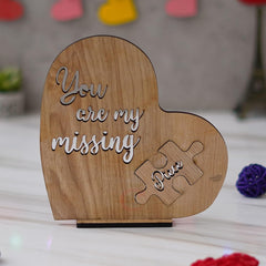 Fashcraft Brown Wooden Heart-Shaped “You Are My Missing Piece” Valentine Gift – Romantic Decor for Girlfriend, Boyfriend, Husband & Wife