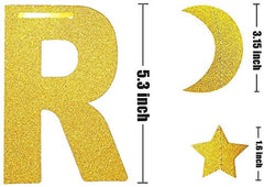 Ramadan Kareem Decorations for Home – Gold Glitter Moon & Star Banner Garland, 5-Meter Eid Mubarak Party Décor