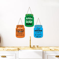 Fashcraft “Kitchen Brings Family Together” Quote Wooden Wall Hanging (Set of 3) | Kitchen Decor & Housewarming Gift