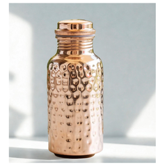 Pure Copper Bottle 300 ML Plain Hammered Design Drinking  Bottle Finish