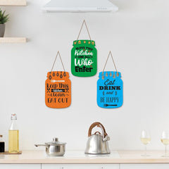 Fashcraft “Kitchen Brings Family Together” Quote Wooden Wall Hanging (Set of 3) | Kitchen Decor & Housewarming Gift