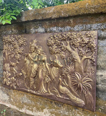5x3 Feet Radha Krishna 3D Elevation Sculpture Relief Mural Wall Art