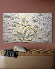 5x3 Feet Radha Krishna 3D Elevation Sculpture Relief Mural Wall Art