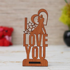 Fashcraft Brown Wooden Romantic Kissing Couple Showpiece with “I Love You” – Valentine Gift for Girlfriend, Boyfriend, Husband & Wife | Home Décor