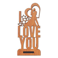 Fashcraft Brown Wooden Romantic Kissing Couple Showpiece with “I Love You” – Valentine Gift for Girlfriend, Boyfriend, Husband & Wife | Home Décor