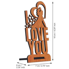 Fashcraft Brown Wooden Romantic Kissing Couple Showpiece with “I Love You” – Valentine Gift for Girlfriend, Boyfriend, Husband & Wife | Home Décor