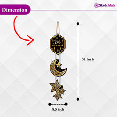 Fashcraft Eid Mubarak Hanging Wall Décor | Crescent Moon & Star Islamic Home Decoration