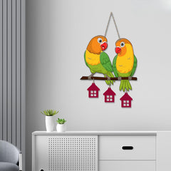 Fashcraft Cute Pair of Parrot Wooden Wall Hanging for Home Decoration | Festive & Nature-Inspired Wall Art