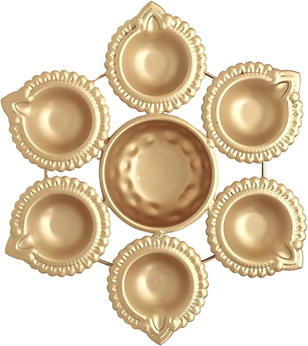 Set of 2 Diya Shape Urli Bowls (7 Inch) – Handcrafted Metal Floating Flower & Tealight Candle Holders for Diwali, Puja & Table Decor