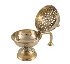 Brass Loban Dhoop Dani – Dhuna & Dhuni Incense Burner for Home Purification – Traditional Brass Dhooni Burner (Medium)