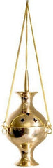 Brass Hanging Censer with Chain – 6” Charcoal Incense Burner for Resin, Frankincense & Church Use