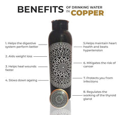 Premium Black Copper Water Bottle Gift Set with 2 Glasses Designer Print | Luxury Gift Box | Ayurvedic Health Benefits | Leak-Proof | 1 Litre