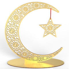 Eid Decor Ramadan Moon Wooden Sign (12 Inch) Islamic Ramadan Kareem & Eid Celebration Ramadan Mubarak Moon Sign & Eid Decoration ramadan table decor