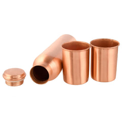 100% Pure Copper Water Bottle 1 Litre with Matching Tumbler Gift Set | 100% Pure Copper | Leak-Proof | 2 Copper Glasses (300 ml Each) | Ideal for Gifting | Matte Lacquer Finish