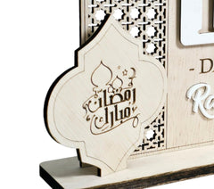 Wooden Ramadan Countdown Calendar – Ramadan Mubarak to Eid Countdown Décor | Islamic Table Decoration & Gift