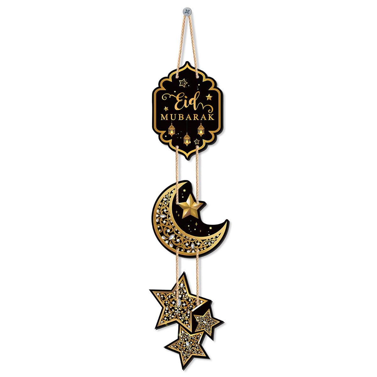 Fashcraft Eid Mubarak Hanging Wall Décor | Crescent Moon & Star Islamic Home Decoration