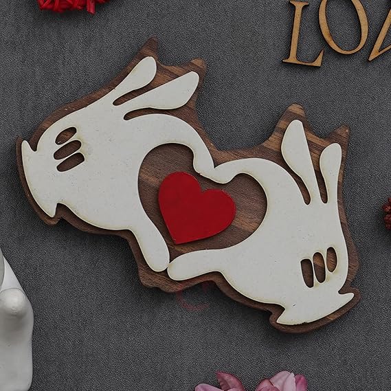 Fashcraft Wooden Handcrafted Hands Holding Red Heart Wall Art Showpiece – Valentine Gift for Girlfriend, Boyfriend, Husband & Wife