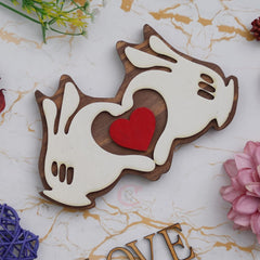 Fashcraft Wooden Handcrafted Hands Holding Red Heart Wall Art Showpiece – Valentine Gift for Girlfriend, Boyfriend, Husband & Wife