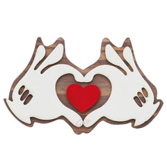 Fashcraft Wooden Handcrafted Hands Holding Red Heart Wall Art Showpiece – Valentine Gift for Girlfriend, Boyfriend, Husband & Wife