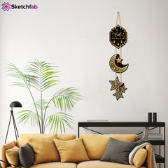Fashcraft Eid Mubarak Hanging Wall Décor | Crescent Moon & Star Islamic Home Decoration