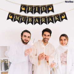Ramadan Party Decorations Set – Ramadan Kareem Banner & Eid Mubarak Props Combo (17 Pcs) Home Décor