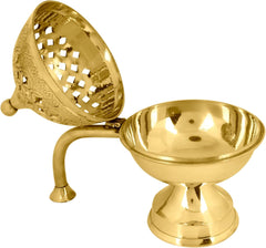 Pure Brass Dhuni Loban Burner with Long Handle –Antique Dhoop Dani for Pooja, Agarbatti & Home Purification