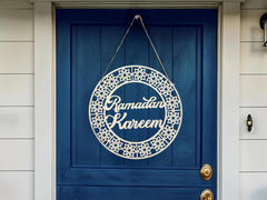 Ramadan Mubarak Wooden Wreath for Door (12In) | Islamic Home Décor & Ramadan Gift