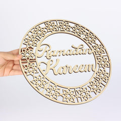 Ramadan MubarWooden Wreath | American Elm Islamic Door & Wall Decor | Eid Home Decoration & Gift 2026