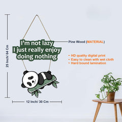 Fashcraft Lazy Panda Printed Wooden Wall Hanging with Quotes for Home Decor | Cute Panda Wall Art for Living Room, Bedroom & Office