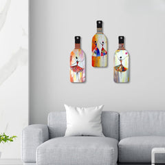Fashcraft Abstract Art Dancing Girl Wooden Wall Hanging (Set of 3) | Modern MDF Wall Art for Home & Office Decor