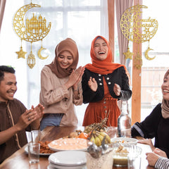 Eid Mubarak Hanging Wooden Door Panel, Ramadan Kareem Hollow Decor Wooden Wall Decor for Muslim Islamic Muslim Home Decor 2 Pack