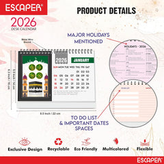 Islamic Desk Calendar 2026 – A5 Muslim Table Calendar with Allah Calligraphy | Ramadan & Eid Gift