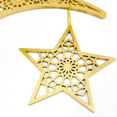 Eid Decor Ramadan Moon Wooden Sign (12 Inch) Islamic Ramadan Kareem & Eid Celebration Ramadan Mubarak Moon Sign & Eid Decoration ramadan table decor