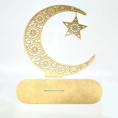 Eid Decor Ramadan Moon Wooden Sign (12 Inch) Islamic Ramadan Kareem & Eid Celebration Ramadan Mubarak Moon Sign & Eid Decoration ramadan table decor
